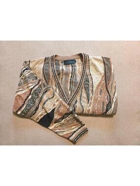 Tundra Sweater L | 90s 3D Knit Textured Cardigan